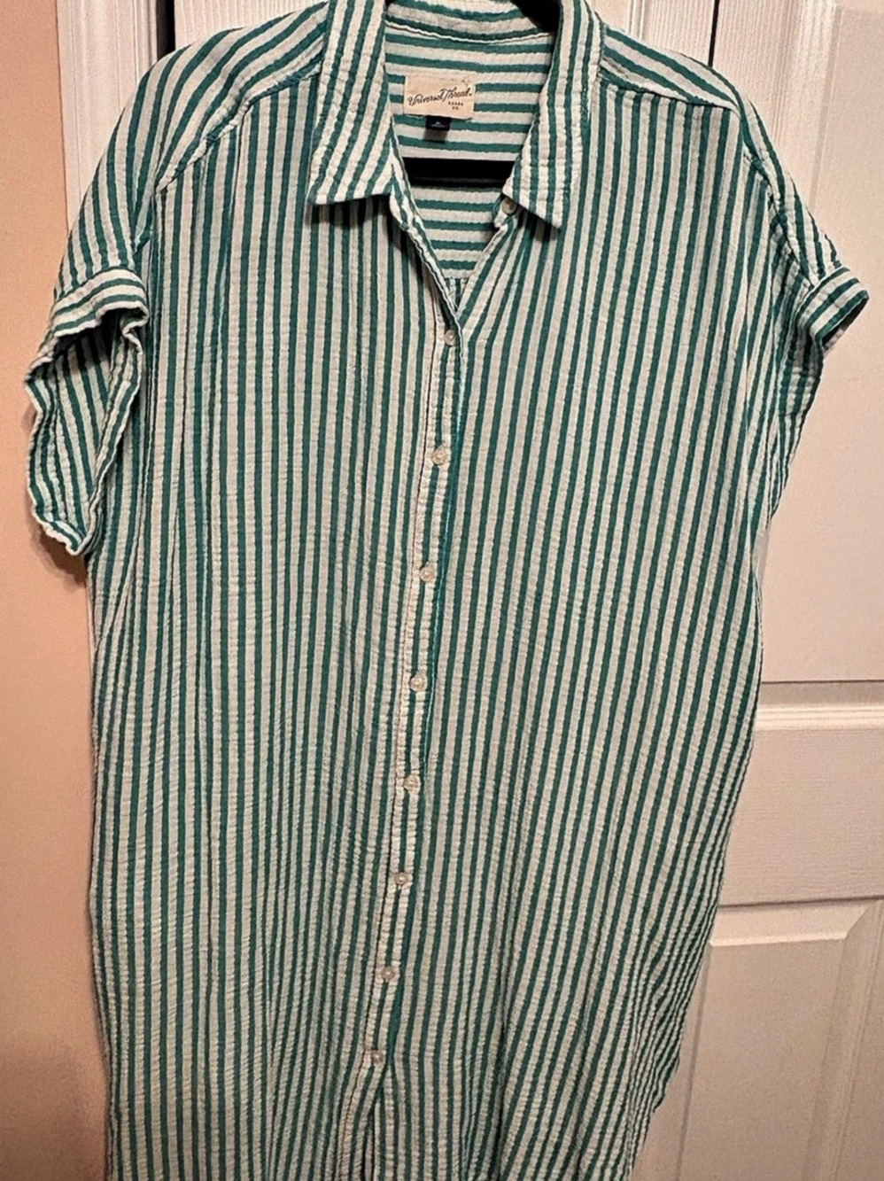 Universal Thread Striped Cotton Button Down Dress. Size XL. Like New